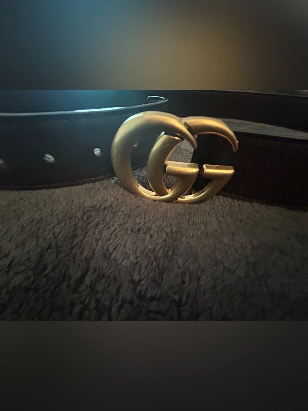 Gucci Black Leather Belt with Gold Double G Logo